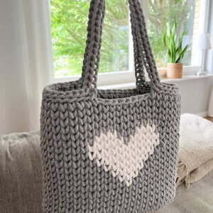 sacs cabas au crochet gris et blanc